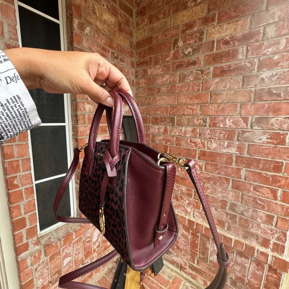 Michael Kors Avril XS Leather Handbag Satchel Crossbody Bag Oxi Blood Purse